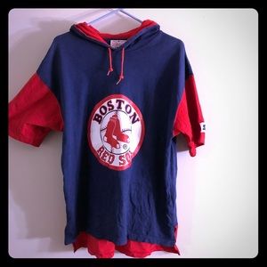 Starter Red Sox Short Sleeve Hoodie Large